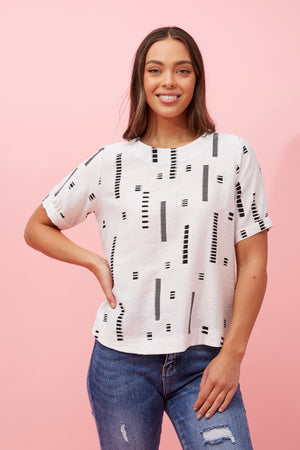 OSMOND ABSTRACT PRINT SHORT SLEEVE TOP