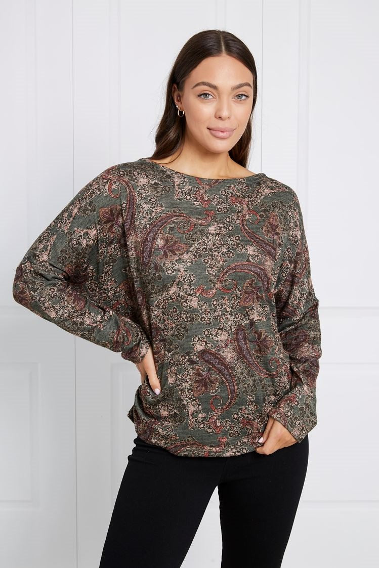 OVERSIZED PAISLEY FLORAL TOP