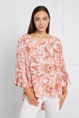 PAISLEY FLORAL FRILL TOP