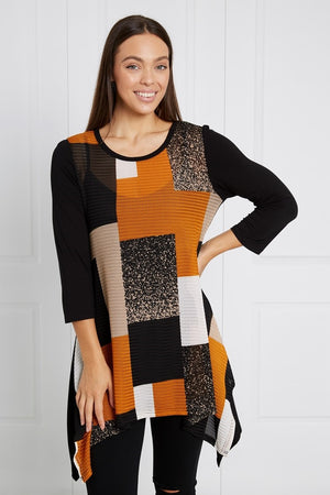 PATCHWORK PRINT TUNIC TOP