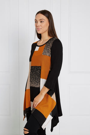 PATCHWORK PRINT TUNIC TOP