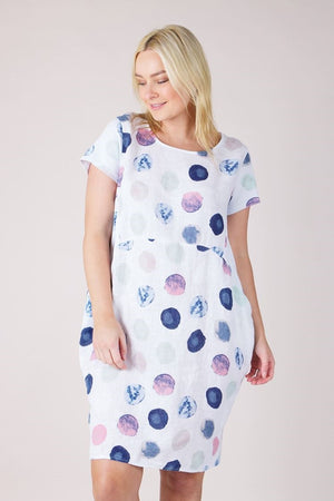 POLKA DOT LINEN SHIFT DRESS