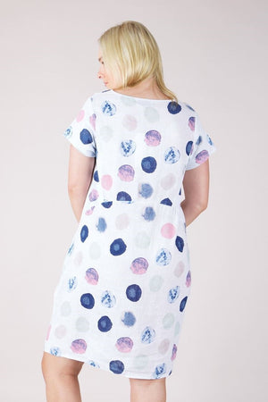 POLKA DOT LINEN SHIFT DRESS