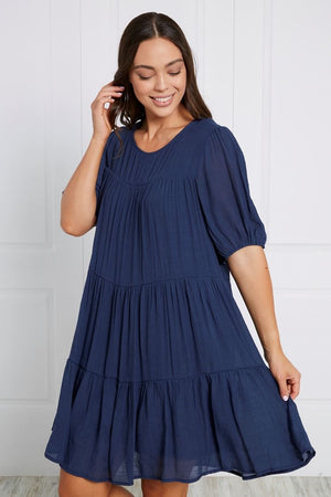 PUFF SLEEVES SMOCK DRESS