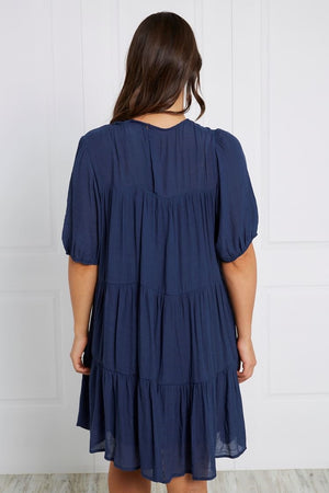 PUFF SLEEVES SMOCK DRESS