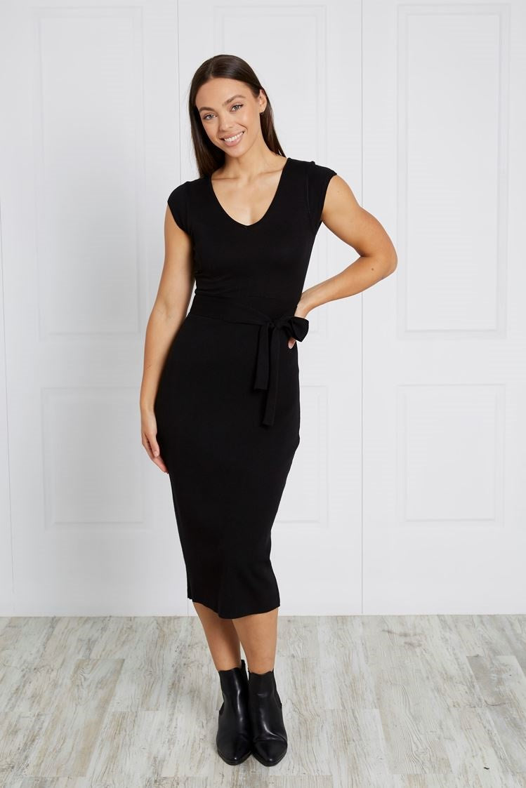 RIB KNIT MIDI DRESS