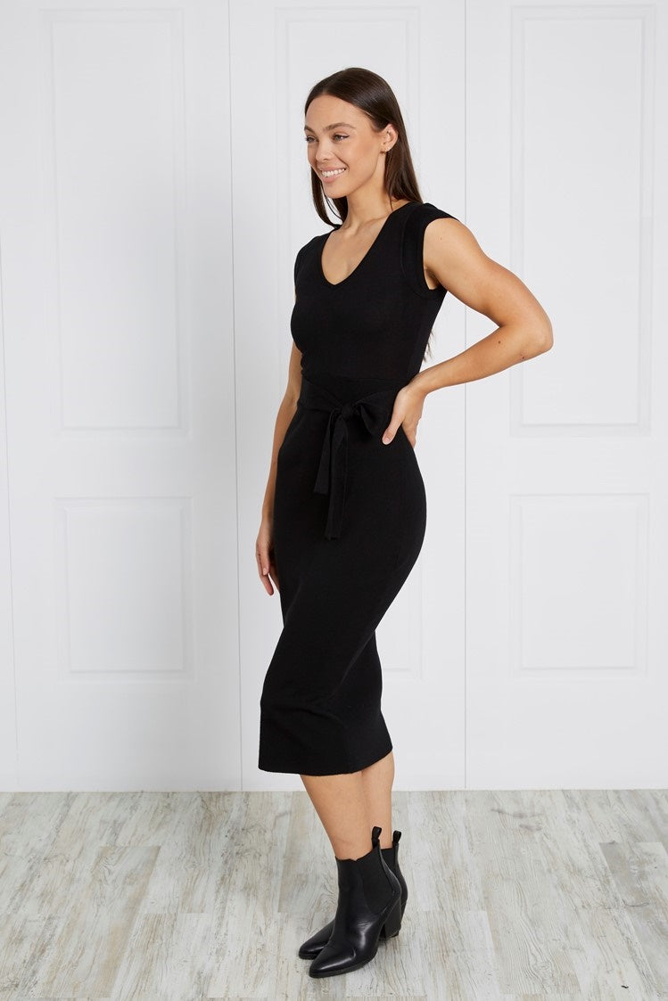 RIB KNIT MIDI DRESS
