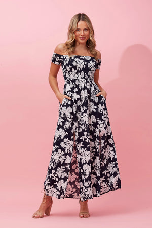 ROBIN LONG OFF SHOULDER FLORAL MAXI DRESS