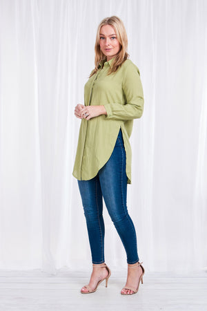 ROLL-UP SLEEVE LONGLINE SHIRT