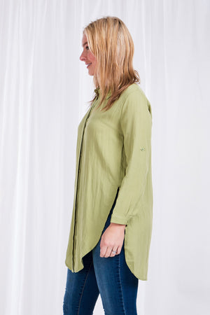 ROLL-UP SLEEVE LONGLINE SHIRT