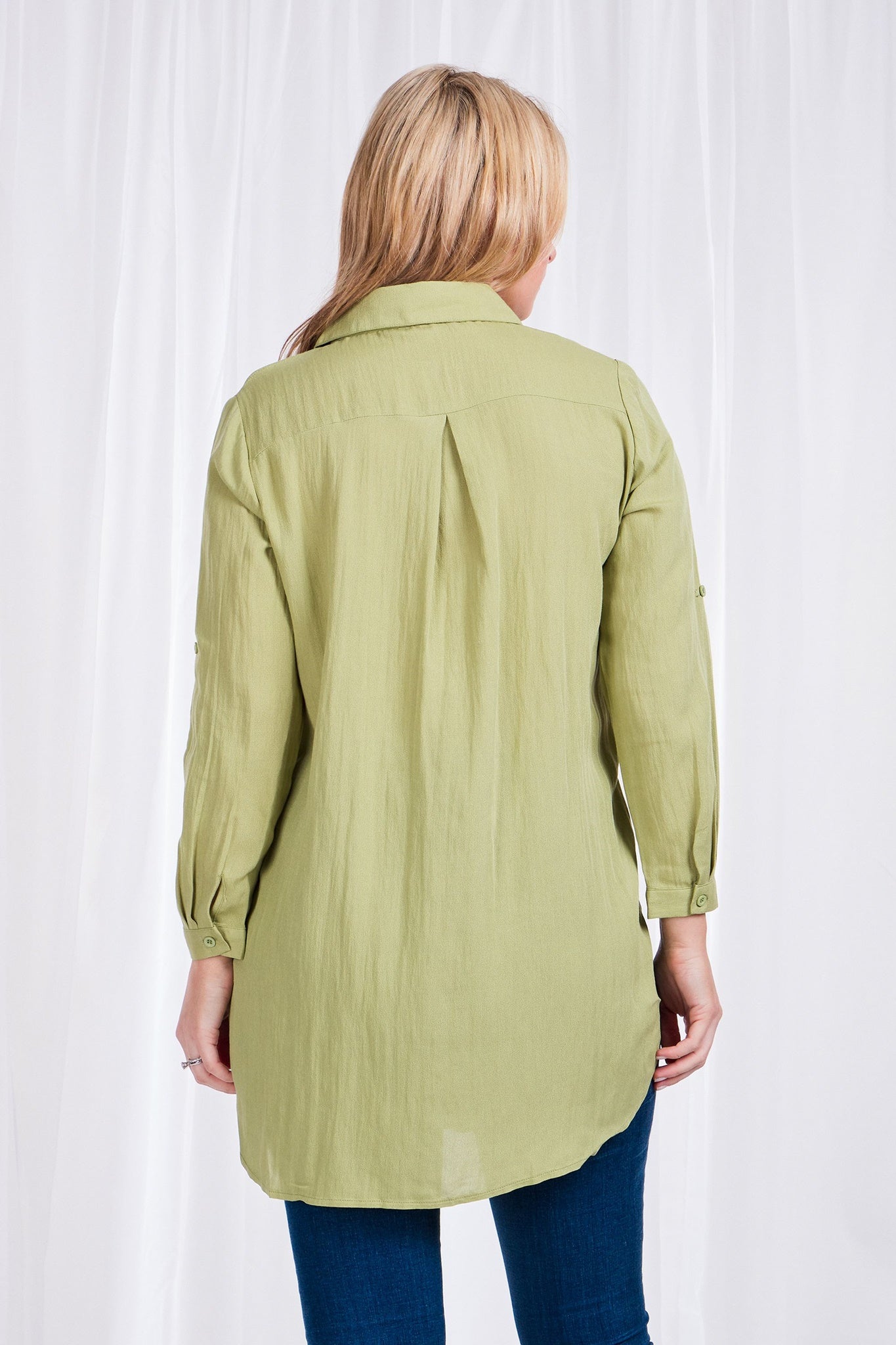 ROLL-UP SLEEVE LONGLINE SHIRT