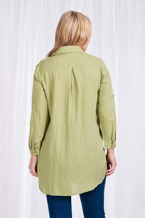 ROLL-UP SLEEVE LONGLINE SHIRT