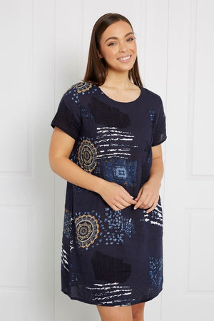 SHORT SLEEVE PRINTED DRESS