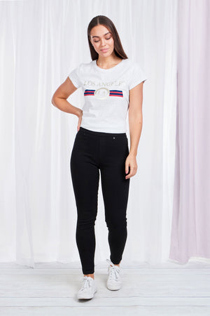 Elastic Waisted Slim Leg Stretch Jeans