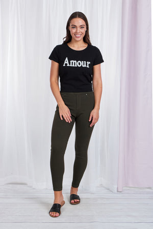 Elastic Waisted Slim Leg Stretch Jeans