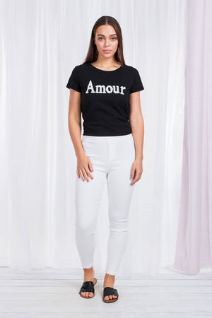 Elastic Waisted Slim Leg Stretch Jeans