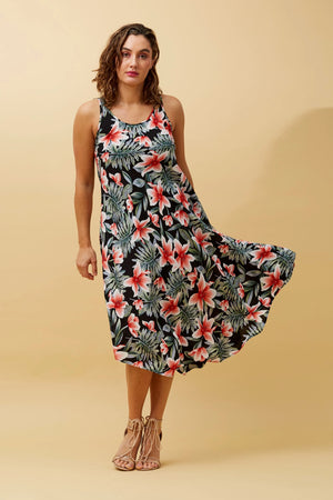 SLEEVELESS FLORAL MIDI DRESS