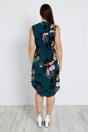 SLEEVELESS ZIP FRONT FLORAL DRESS