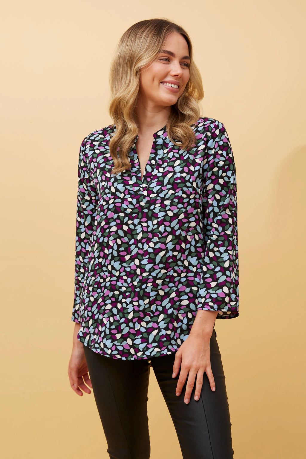 SPICY ABSTRACT PRINT BLOUSE