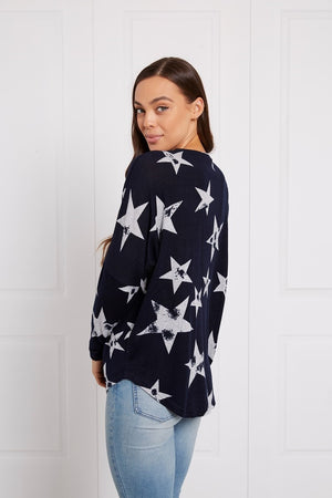 STAR PRINT ZIPPER TOP