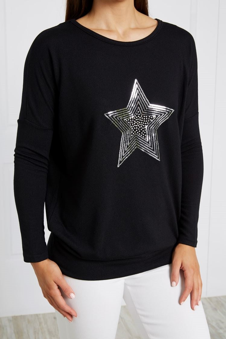 STAR SEQUIN KNIT TOP