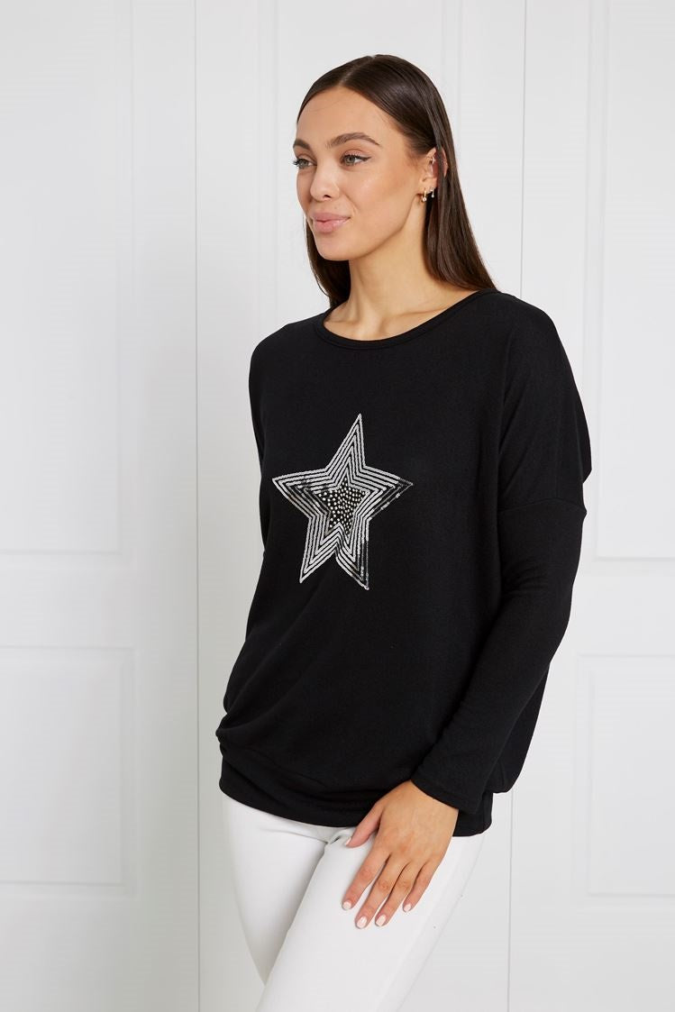 STAR SEQUIN KNIT TOP