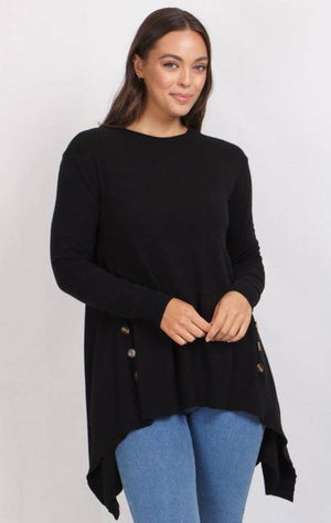 Long Sleeve Knit Pullover with Button Details