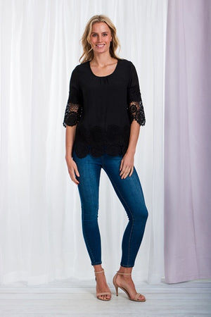 Double Layer Circuler Lace Hem Top