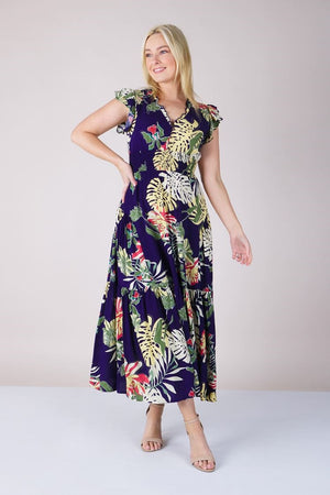 TROPICAL PRINT MAXI DRESS