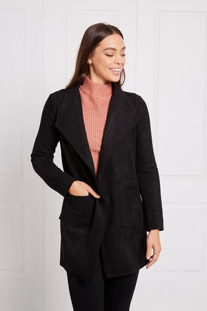 LONG SLEEVES FAUX SUED COAT