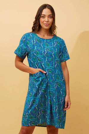 VINE ABSTRACT PRINT SHIFT DRESS