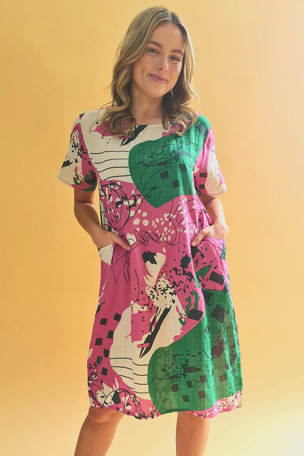 VINE ABSTRACT PRINT SHIFT DRESS