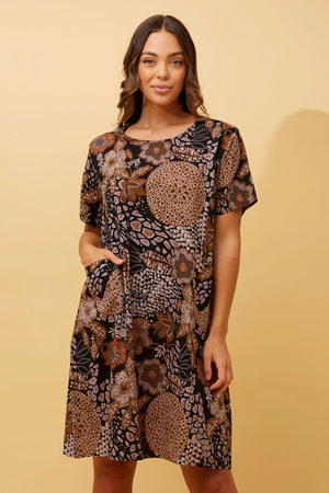 VINE FLORAL SHIFT DRESS