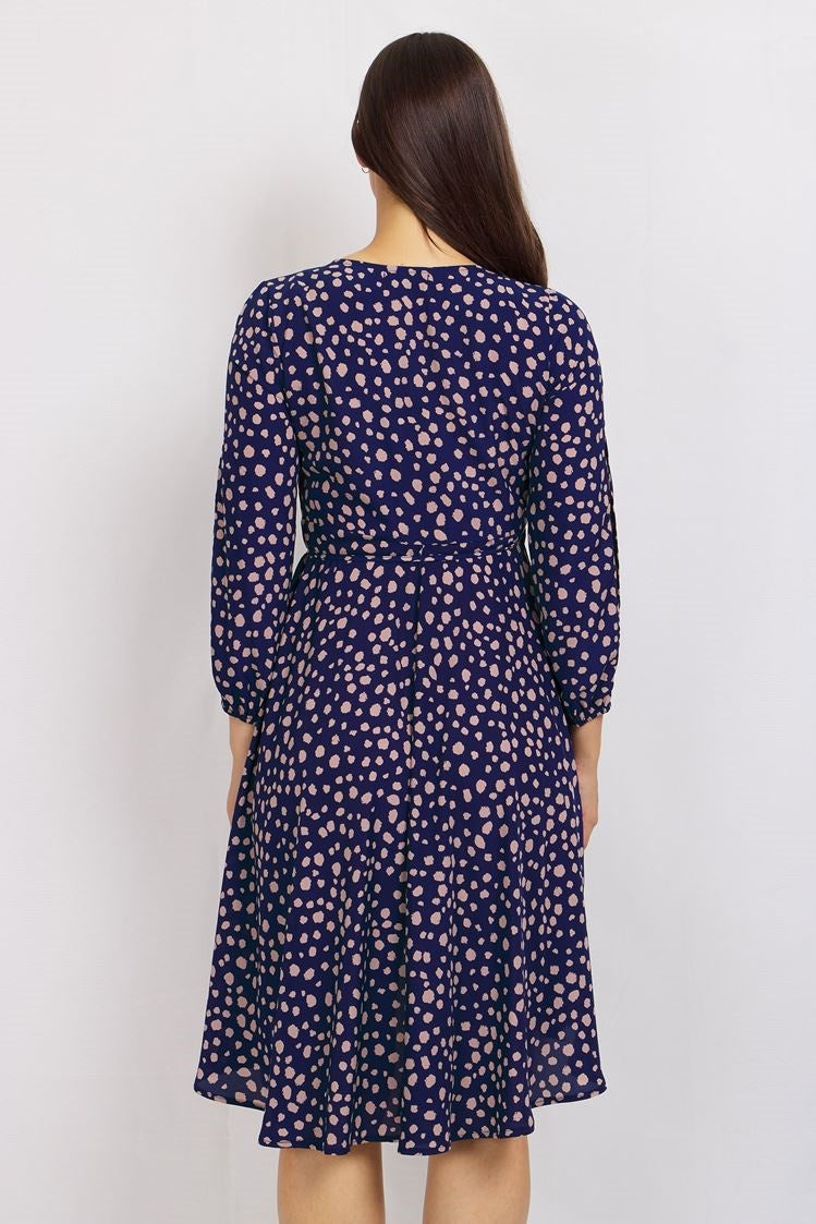 Long Sleeve Printed Wrap Dress