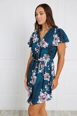 ZIP FRONT FLORAL SHORT DRESS