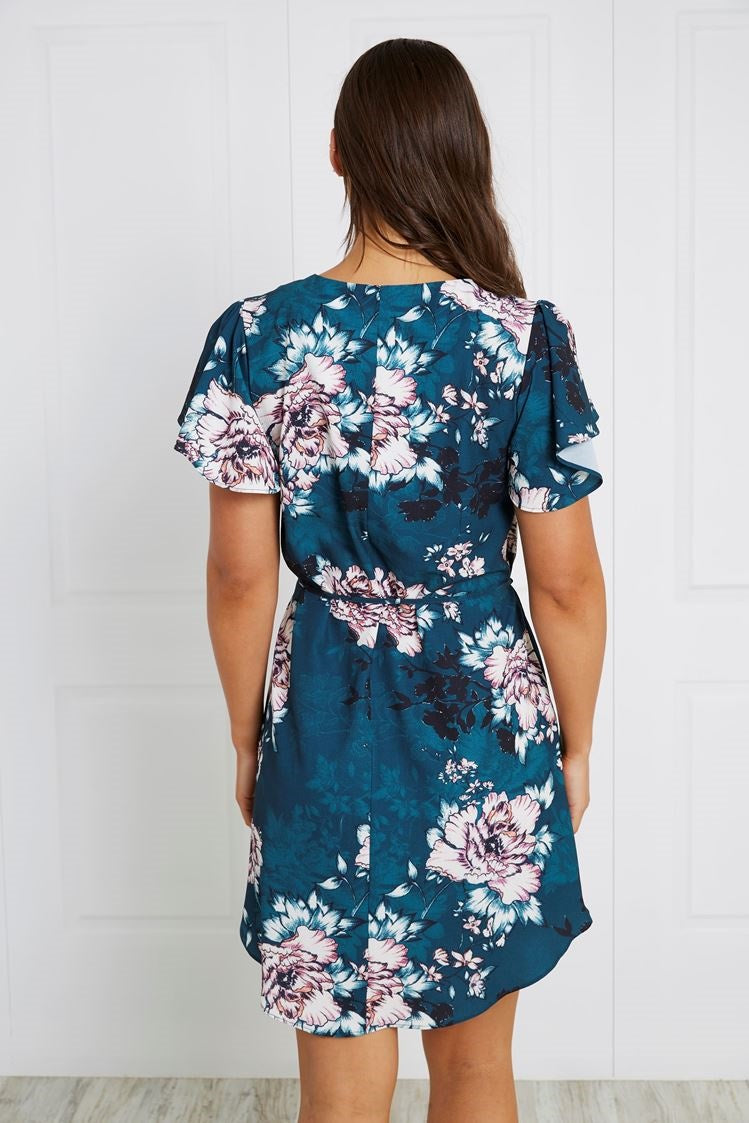 ZIP FRONT FLORAL SHORT DRESS