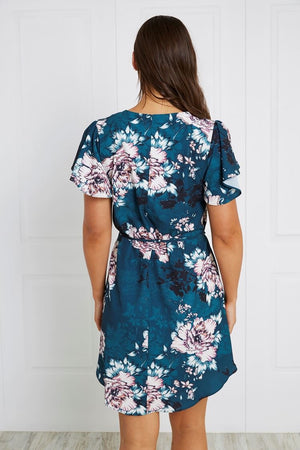 ZIP FRONT FLORAL SHORT DRESS