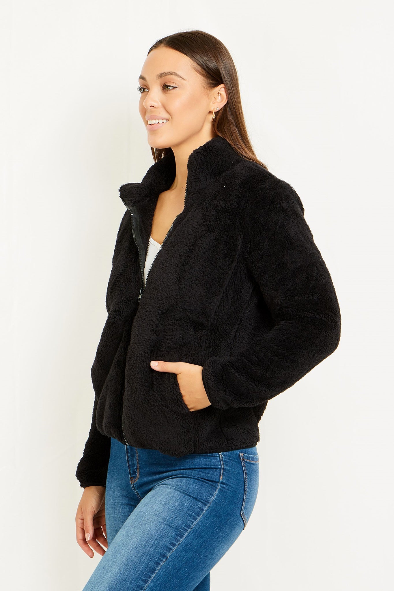 Short Fleece Zip Up Jacket