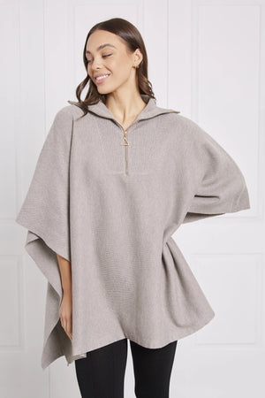 ZIP FRONT LONGLINE PONCHO